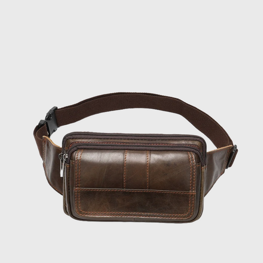 Fashionable Men's Leather Dark Brown Fanny Pack