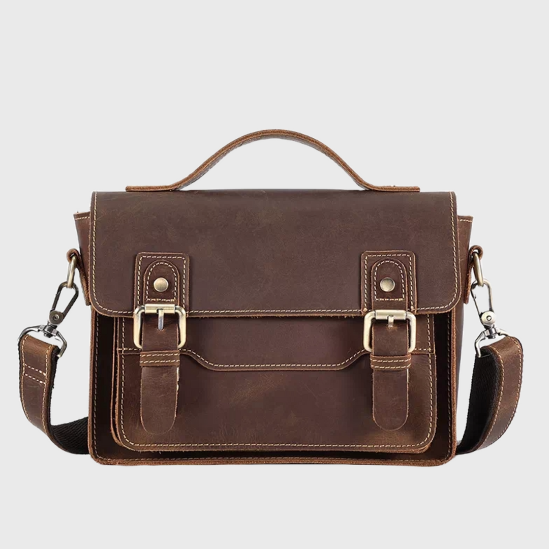 Classic design small leather satchel bag for men, shoulder bag