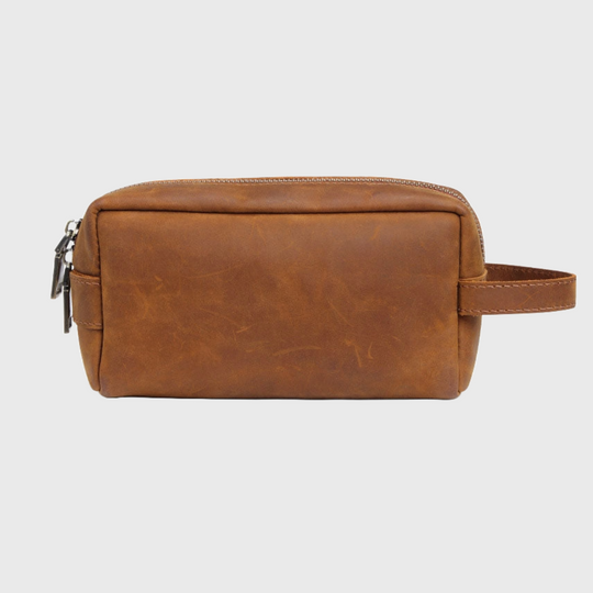 Crazy Horse leather toiletry bag travel accessory