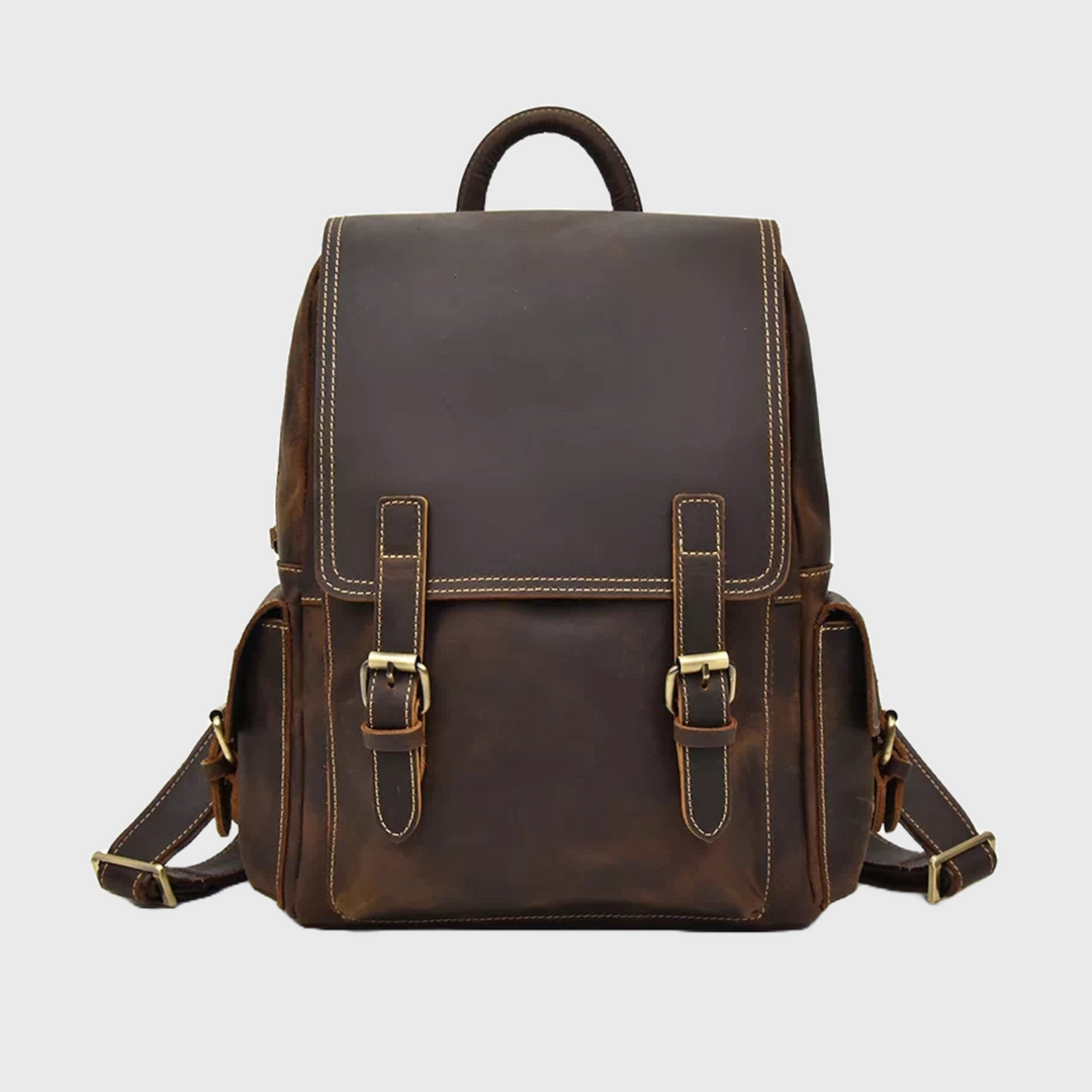 Genuine leather backpack for men, vintage style