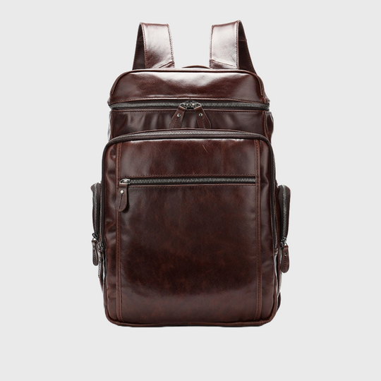 Exclusive unique men's leather travel backpack