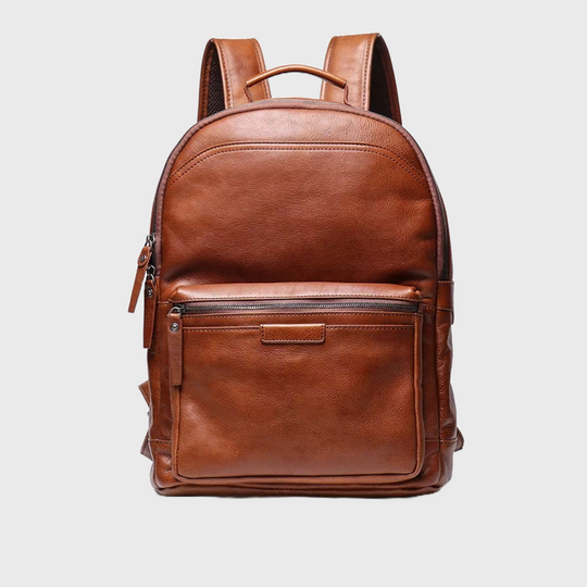 Leather backpack with 15.6 inches laptop compartment