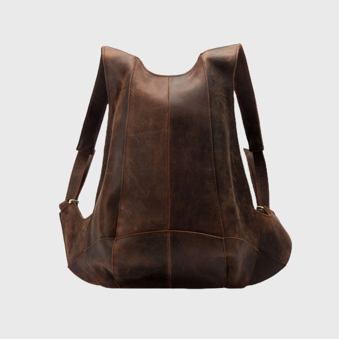 Designer brown men's anti-theft leather backpack