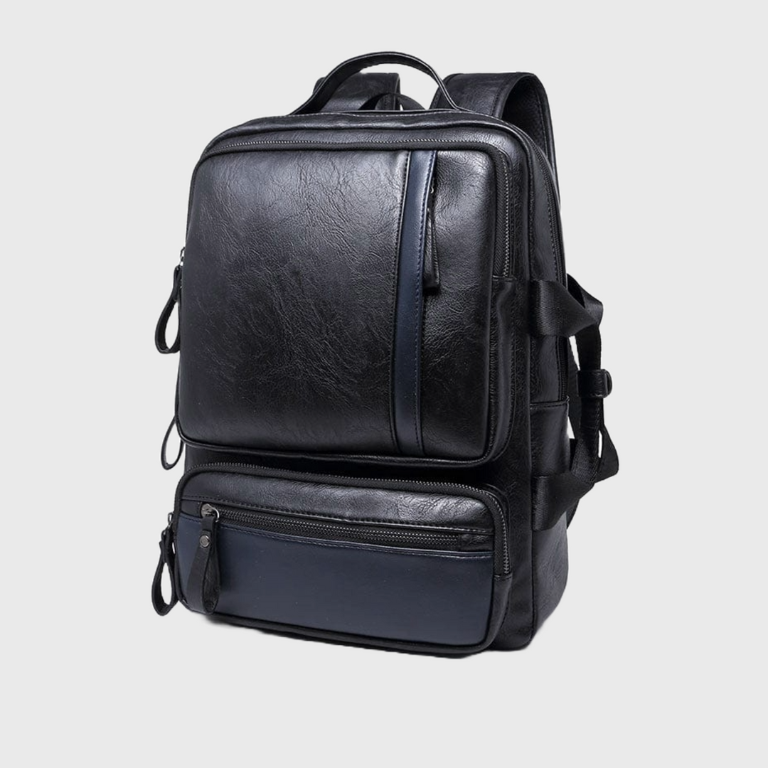 Fashionable comfortable black leather backpack