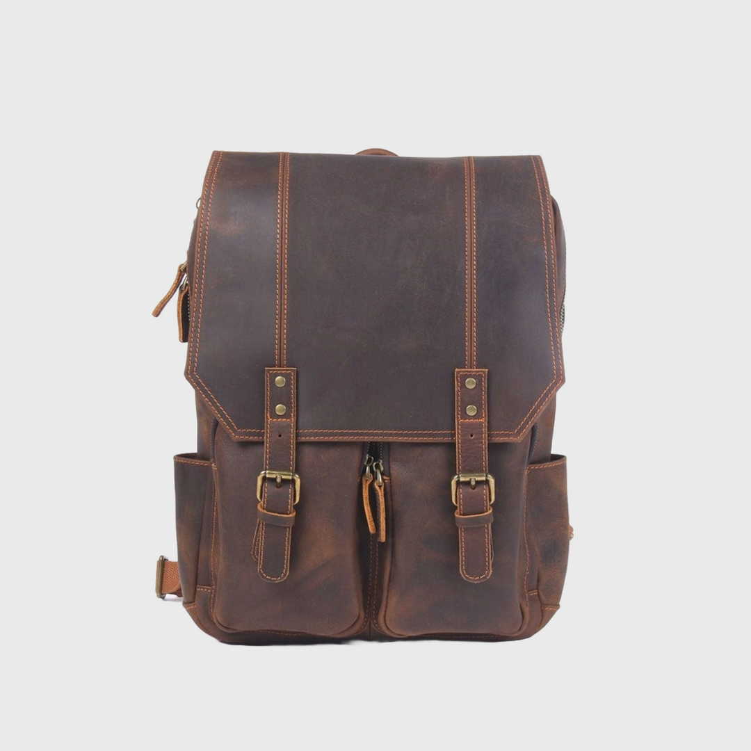 Brown high-quality vintage design leather backpack