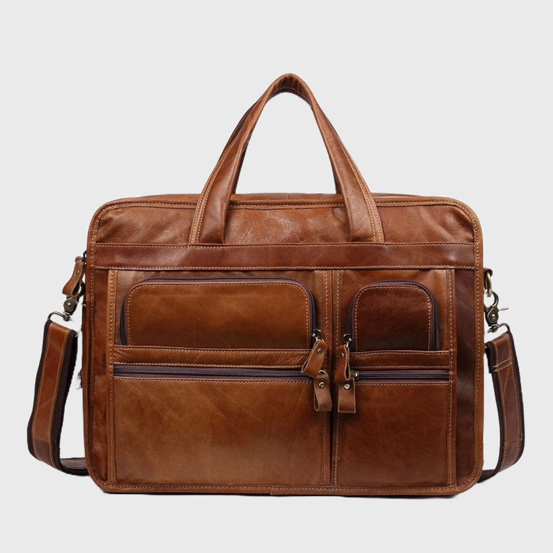 High-end men's leather briefcase from a designer brand