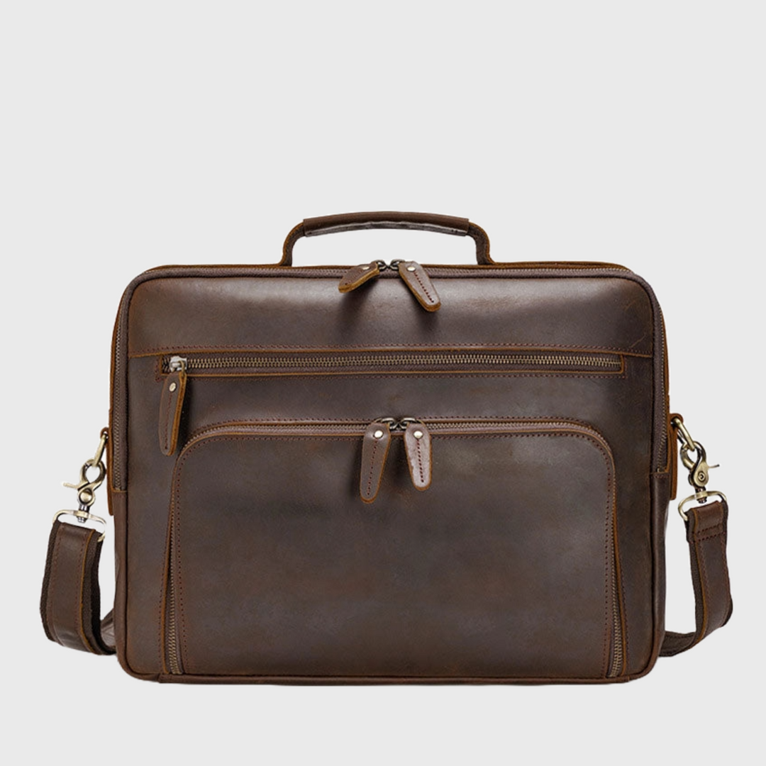 Classic men's Crazy Horse leather briefcase