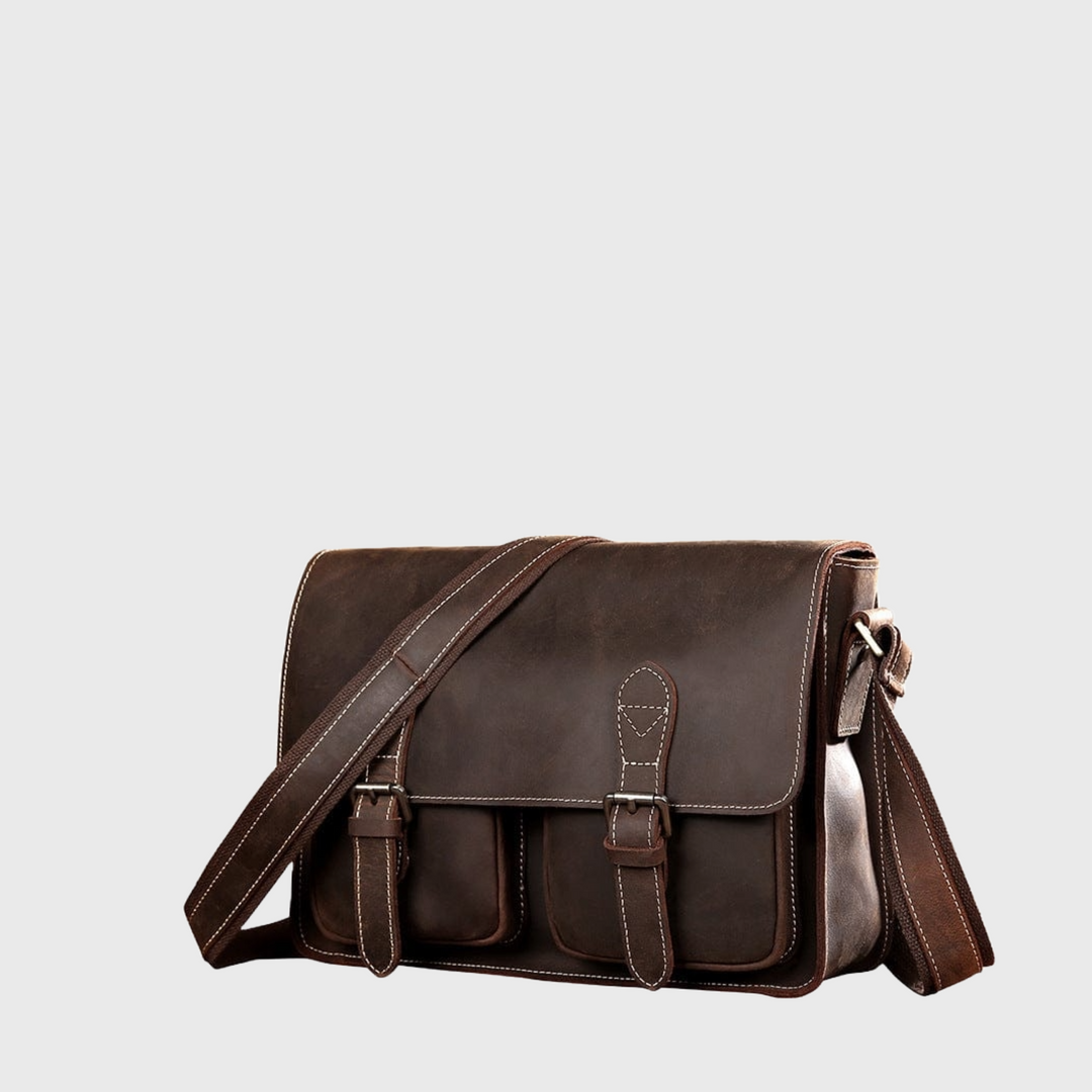 Brown leather crossbody bag for men