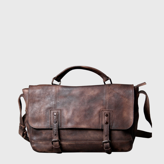 Brown fashionable leather messenger bag