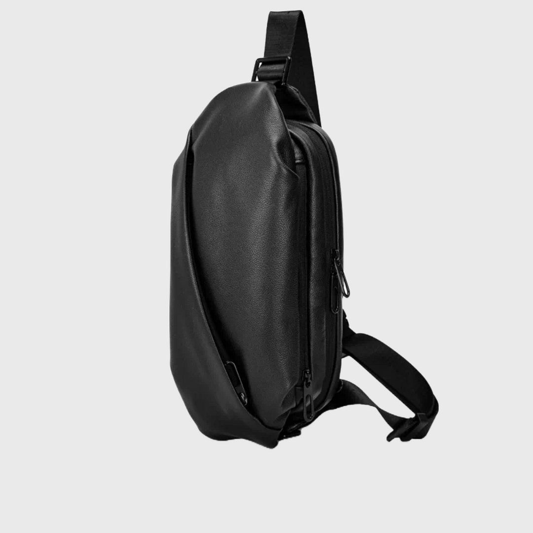 Stylish black men's leather sling bag
