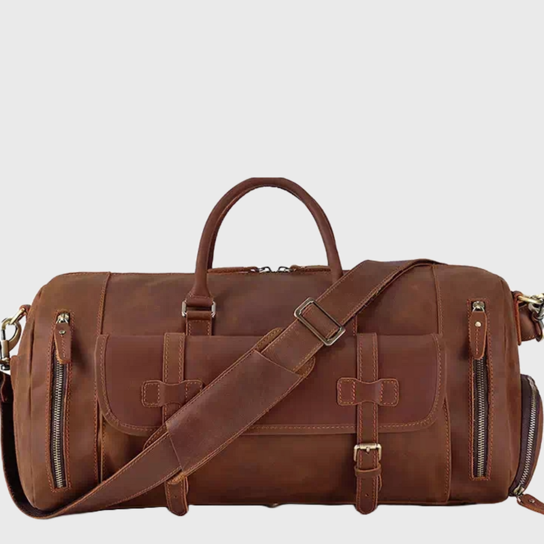 Large Crazy Horse leather duffle bag for men