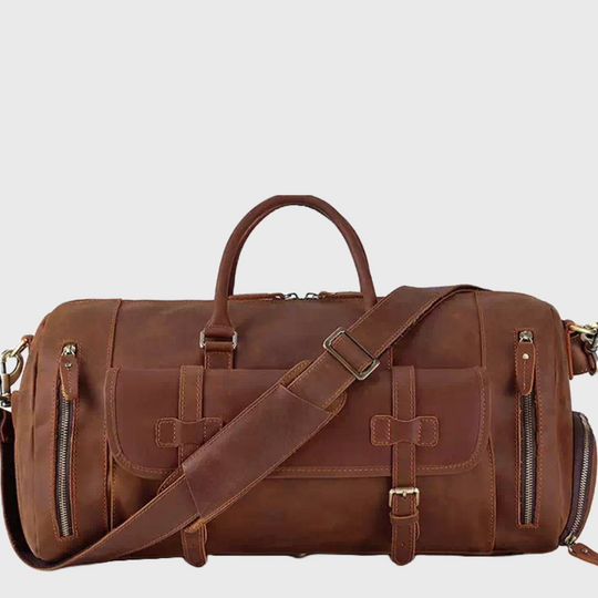 Large Crazy Horse leather duffle bag for men