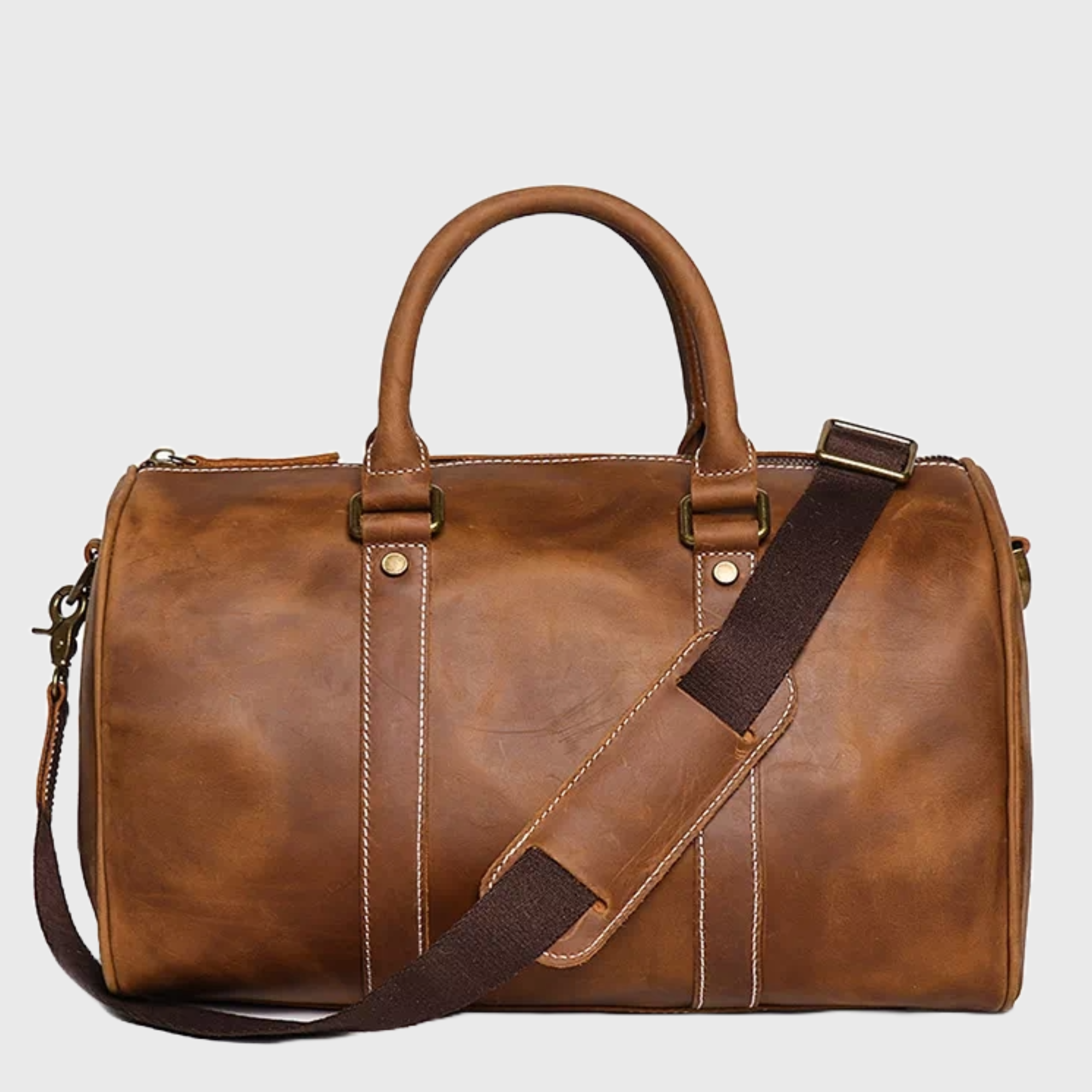 Elegant small Crazy Horse leather duffle bag