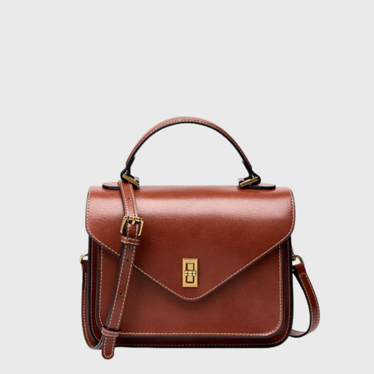 Leather satchel top handle bag