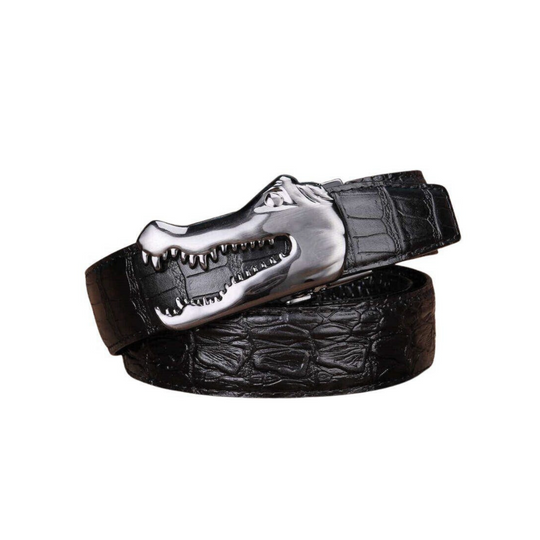 Crocodile Buckle Leather Belt For Men, Yerik Model - Leather Purse Backpack