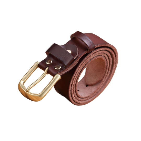 Durable Dark Brown Leather Western Belt For Men