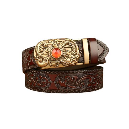 Esprit Animal Belt Decorated With A Dragon Pattern Stone, Finley Model - Leather Purse Backpack