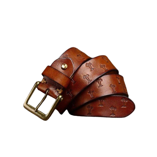 Hurace Model Leather Belt With Artistic Design For Women - Leather Purse Backpack