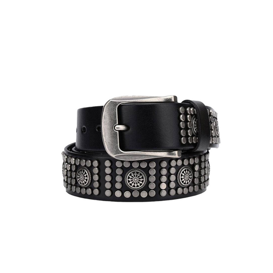 Studded Belt For Men, Silver Buckle, Makan Model