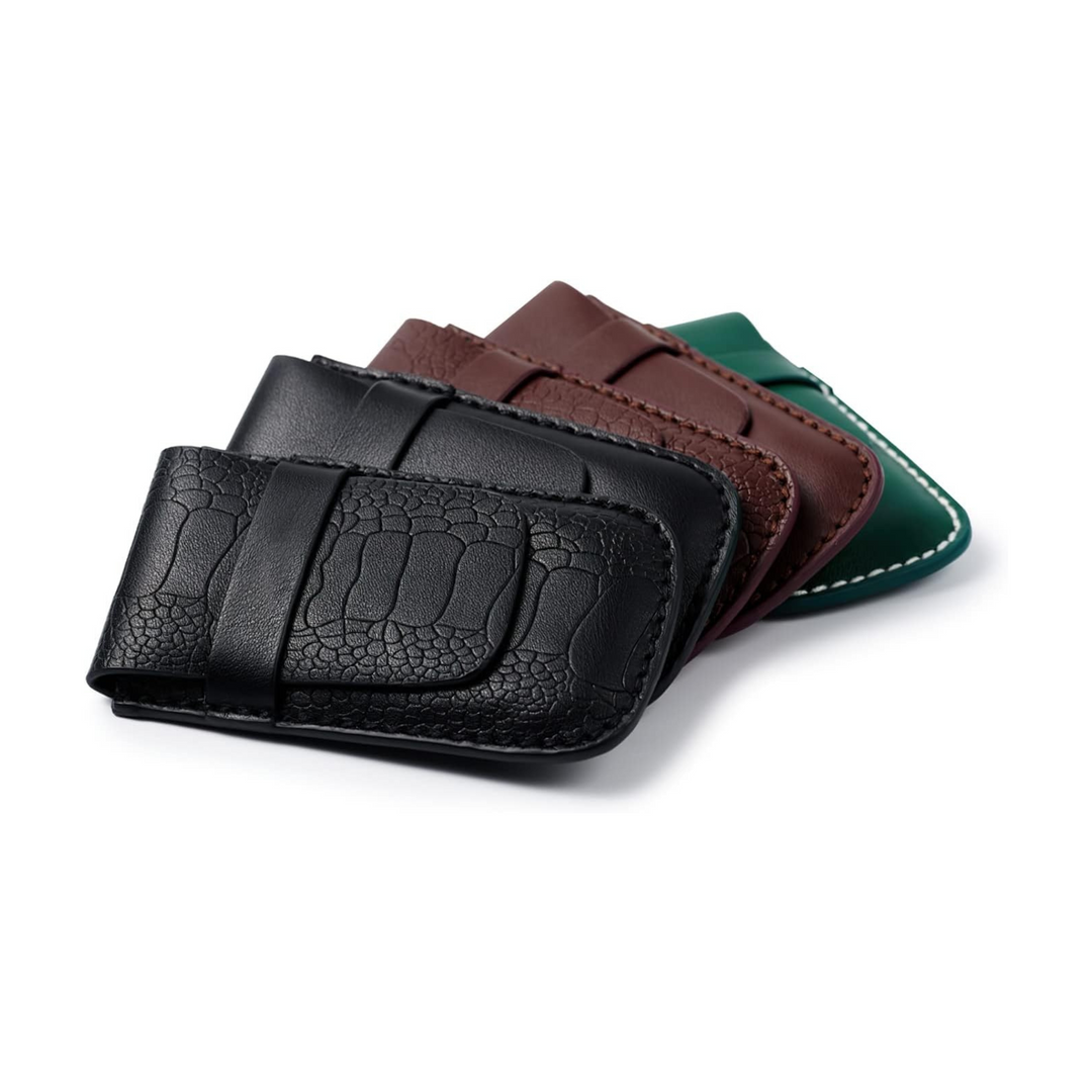 Green Single Slot Leather Flap Watch Pouch