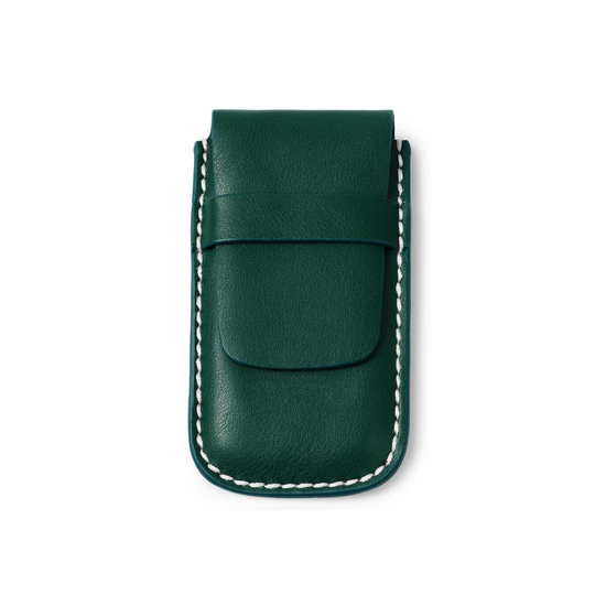 Green Single Slot Leather Flap Watch Pouch