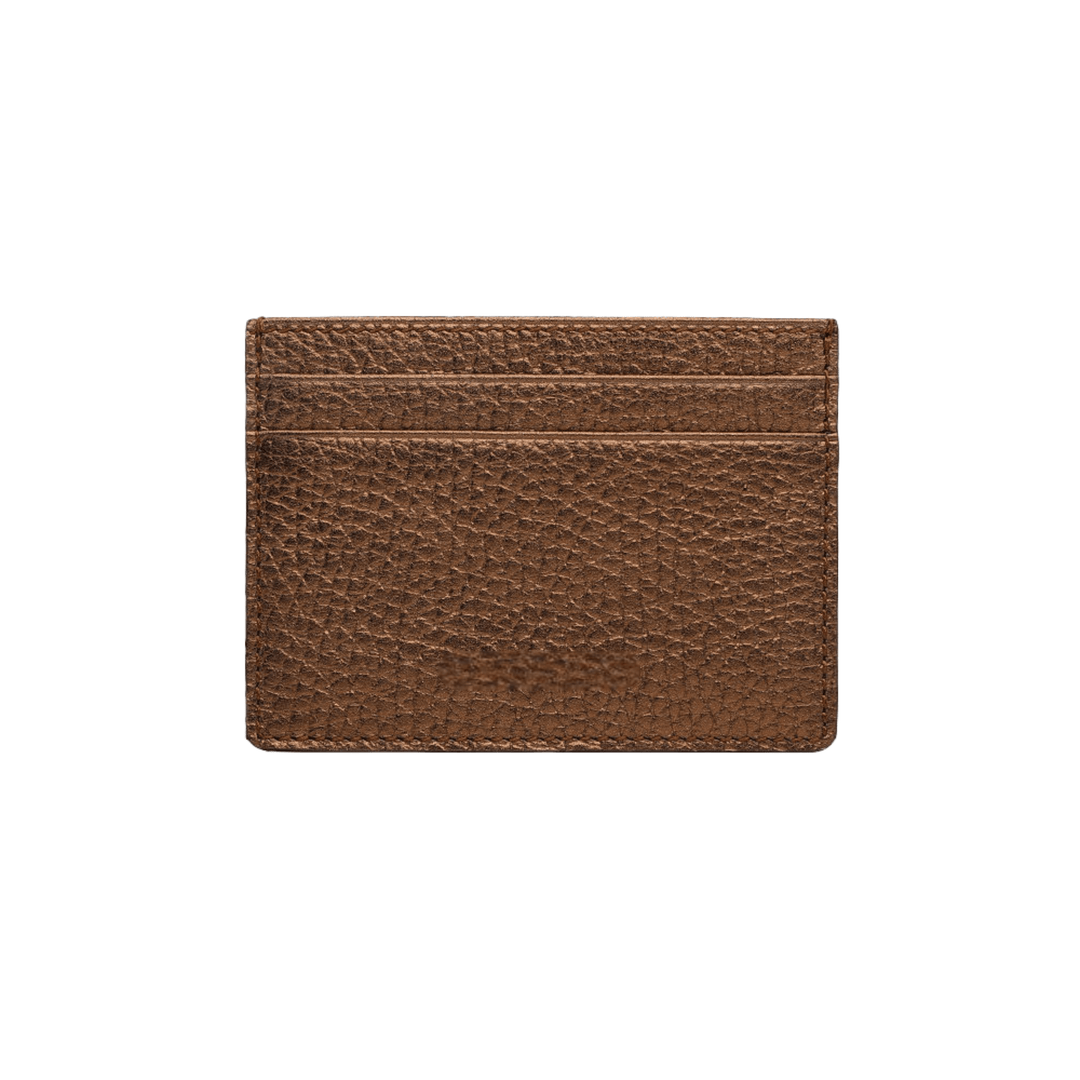 Pebble Pattern Dark Gold Leather Card Holder - Leather Purse Backpack