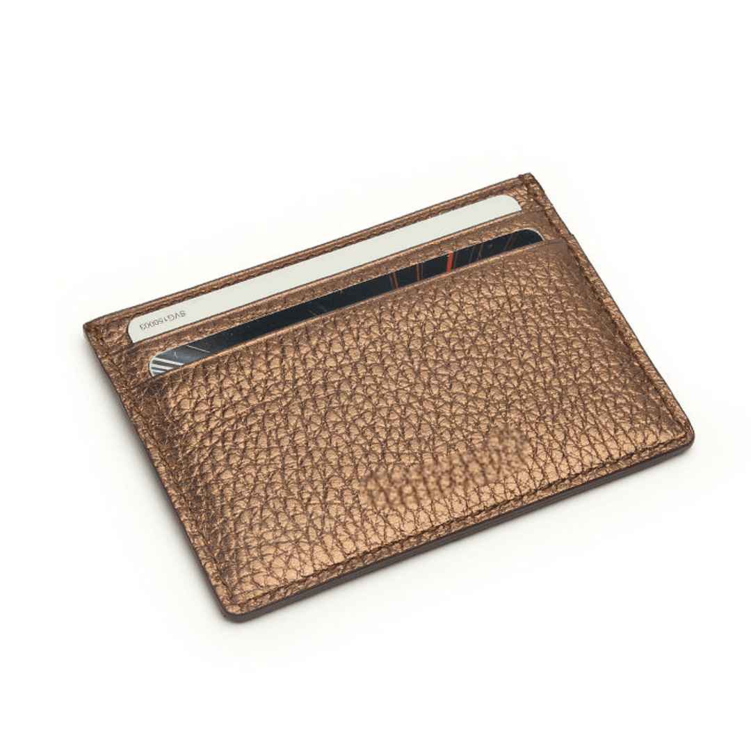Pebble Pattern Dark Gold Leather Card Holder - Leather Purse Backpack