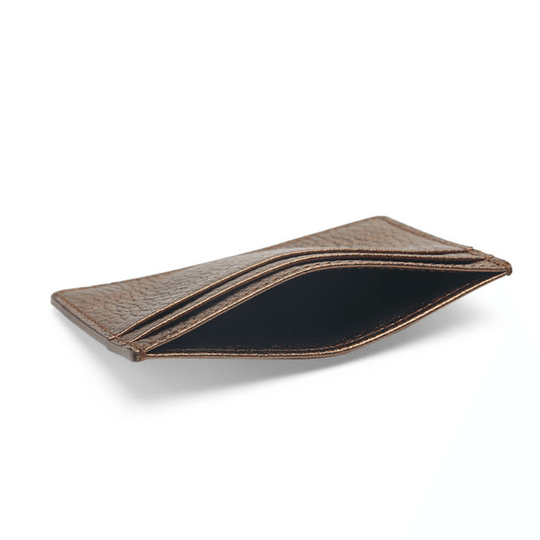 Pebble Pattern Dark Gold Leather Card Holder - Leather Purse Backpack