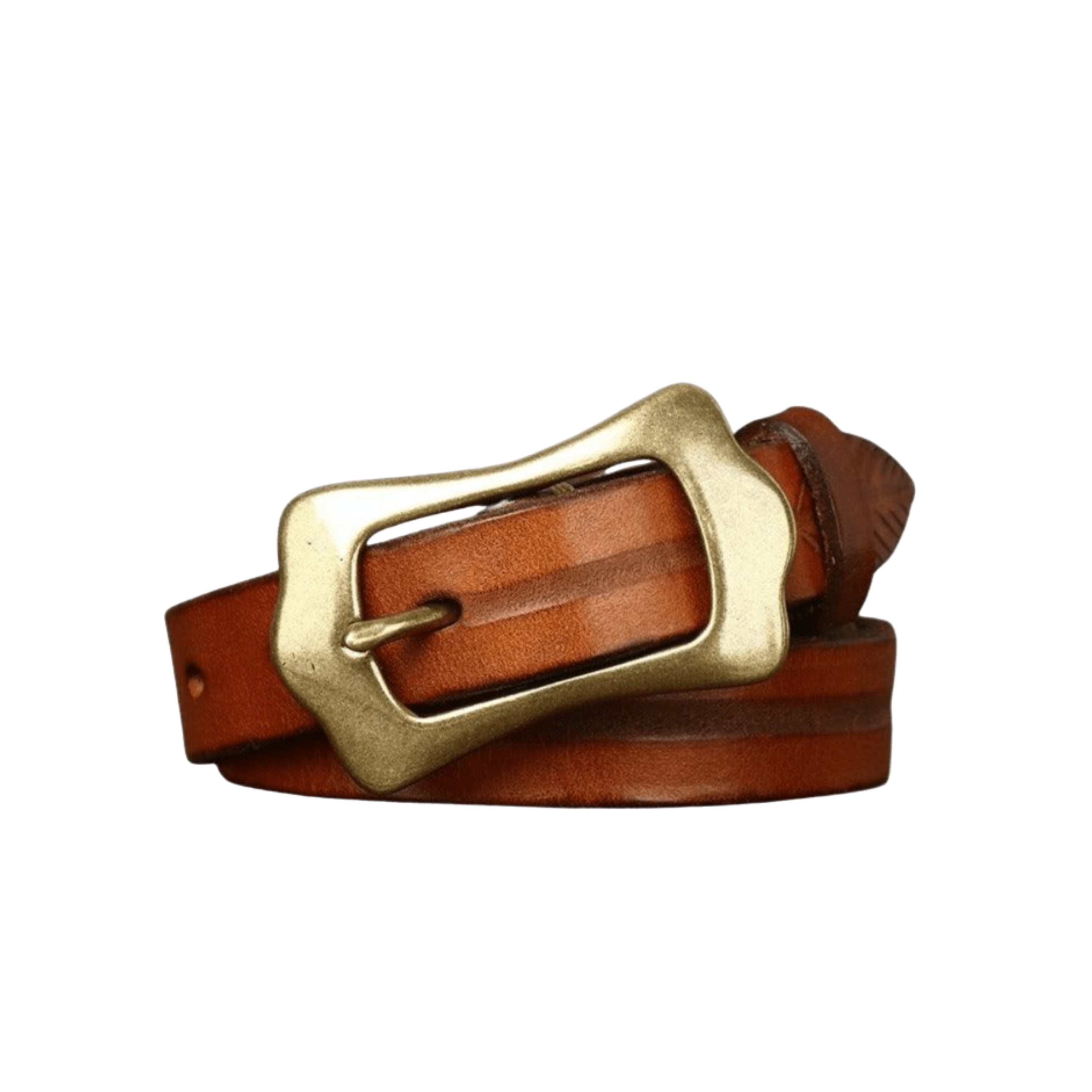 Leather Belt With Feather Pattern, For Women, Radhika Model - Leather Purse Backpack