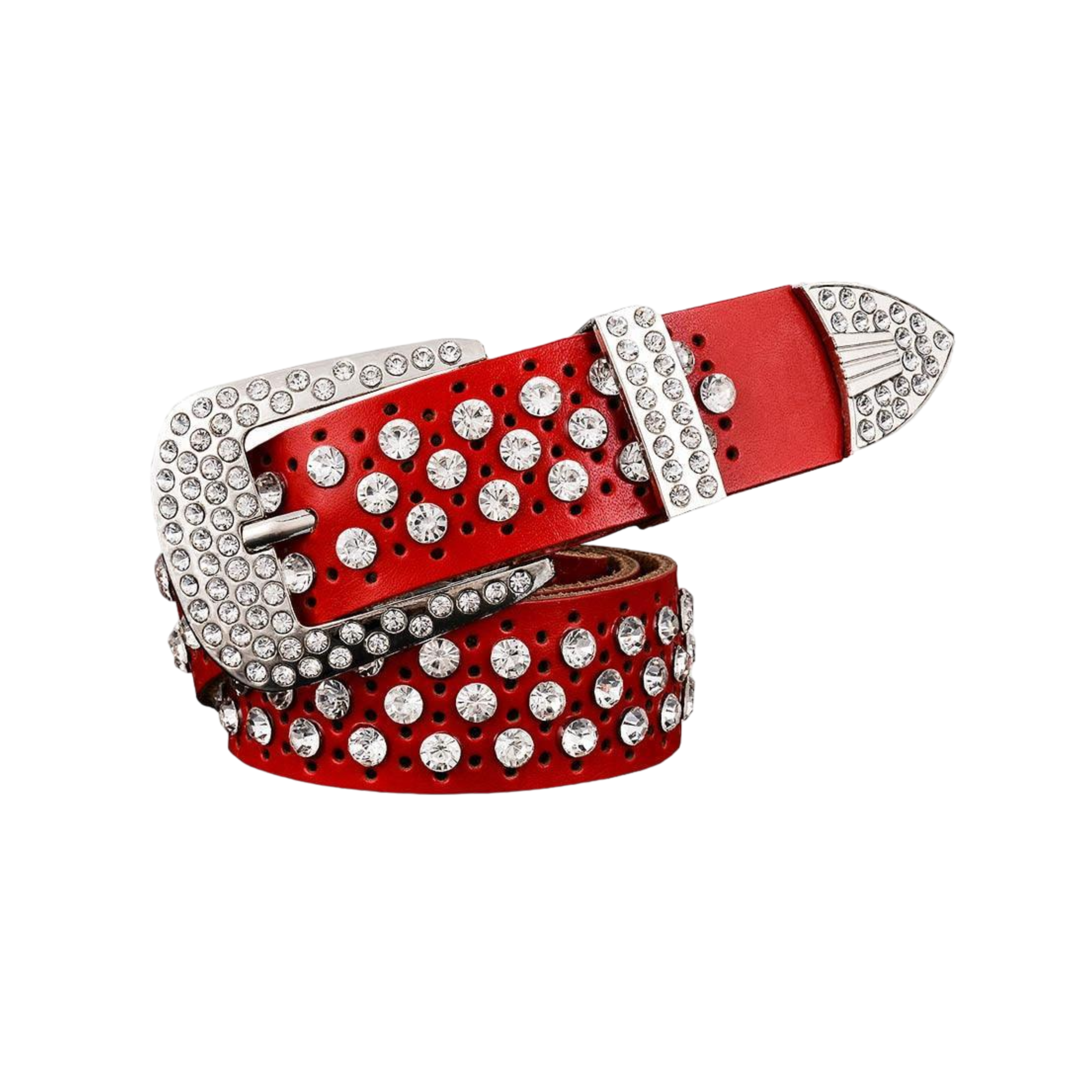 Rhinestone Leather Belt For Women, Quinn Model - Leather Purse Backpack