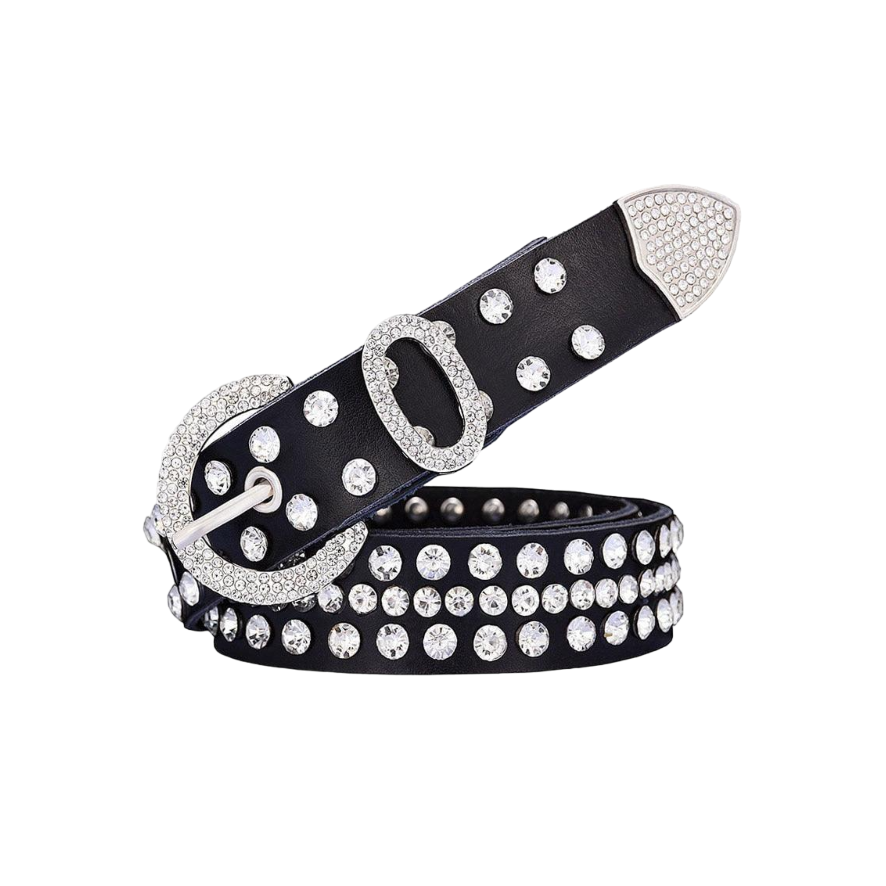 Rhinestone Leather Belt For Women, Allisa Model - Leather Purse Backpack