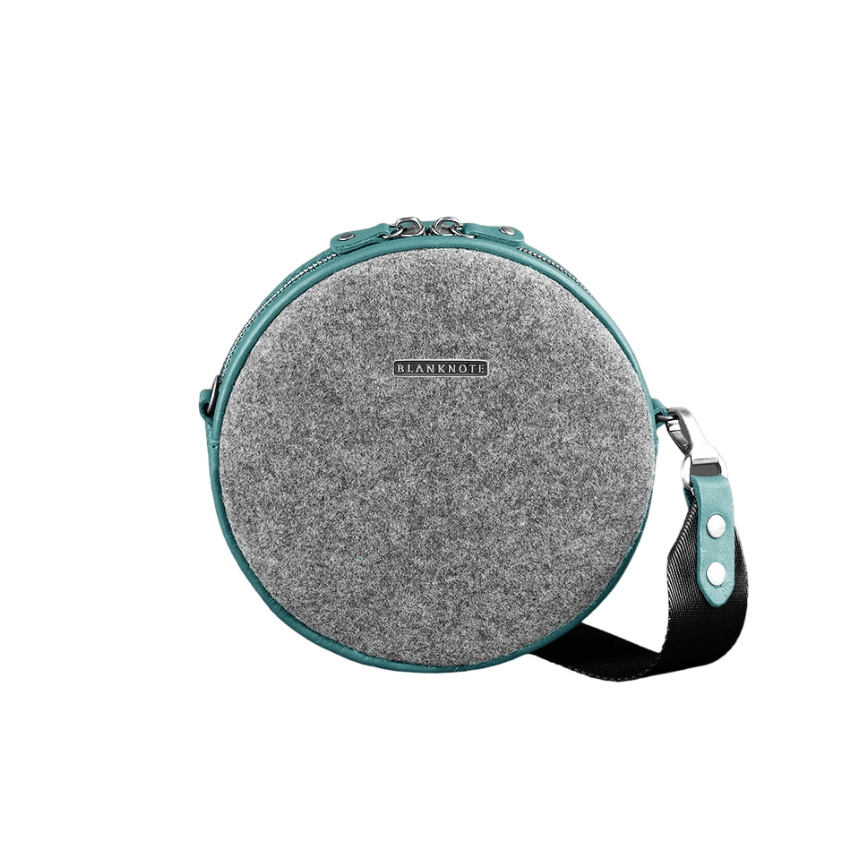 Handcrafted Women's Round Felt Bag with Leather Inserts - Leather Purse Backpack