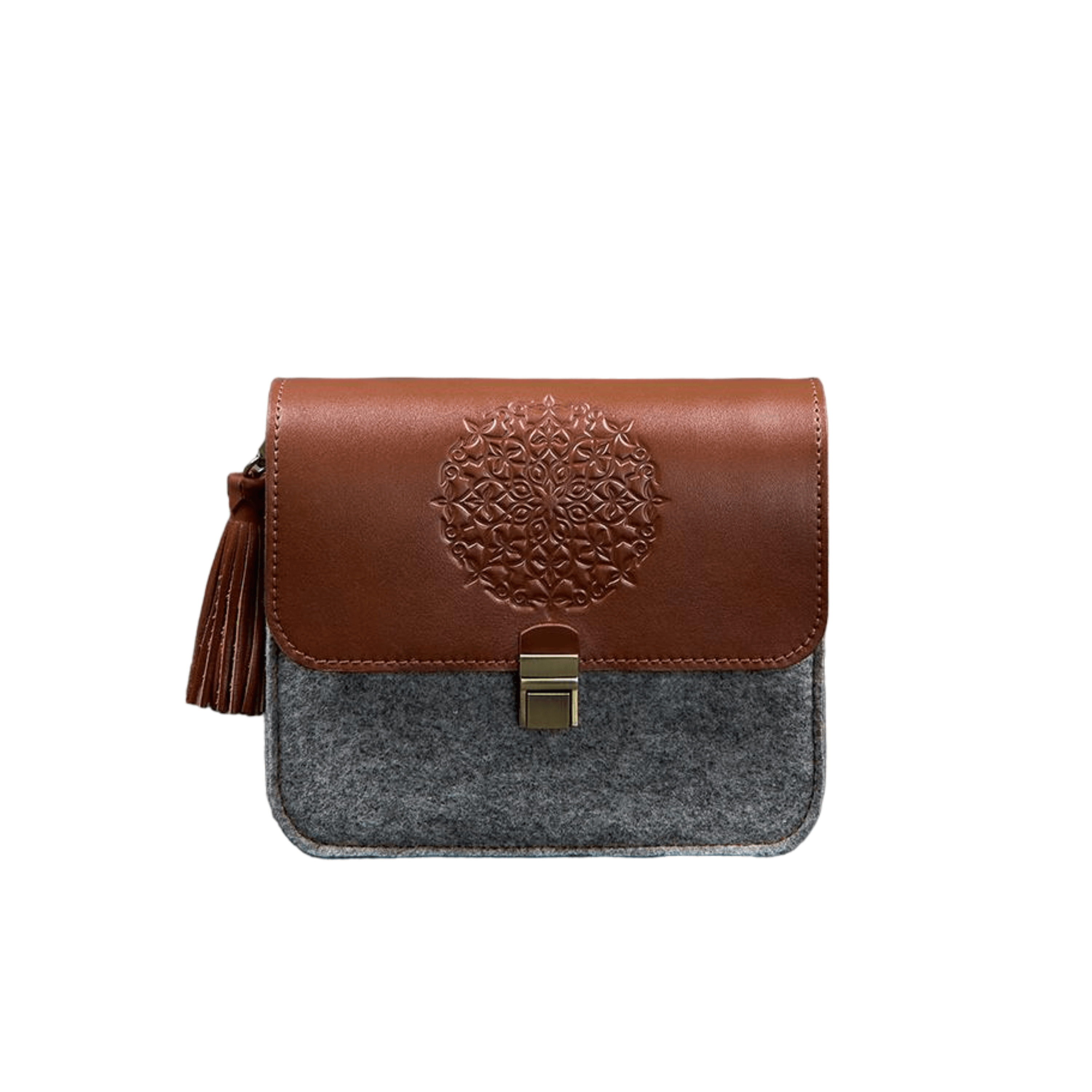 Designer Women's Felt Boho Bag with Leather Inserts - Leather Purse Backpack