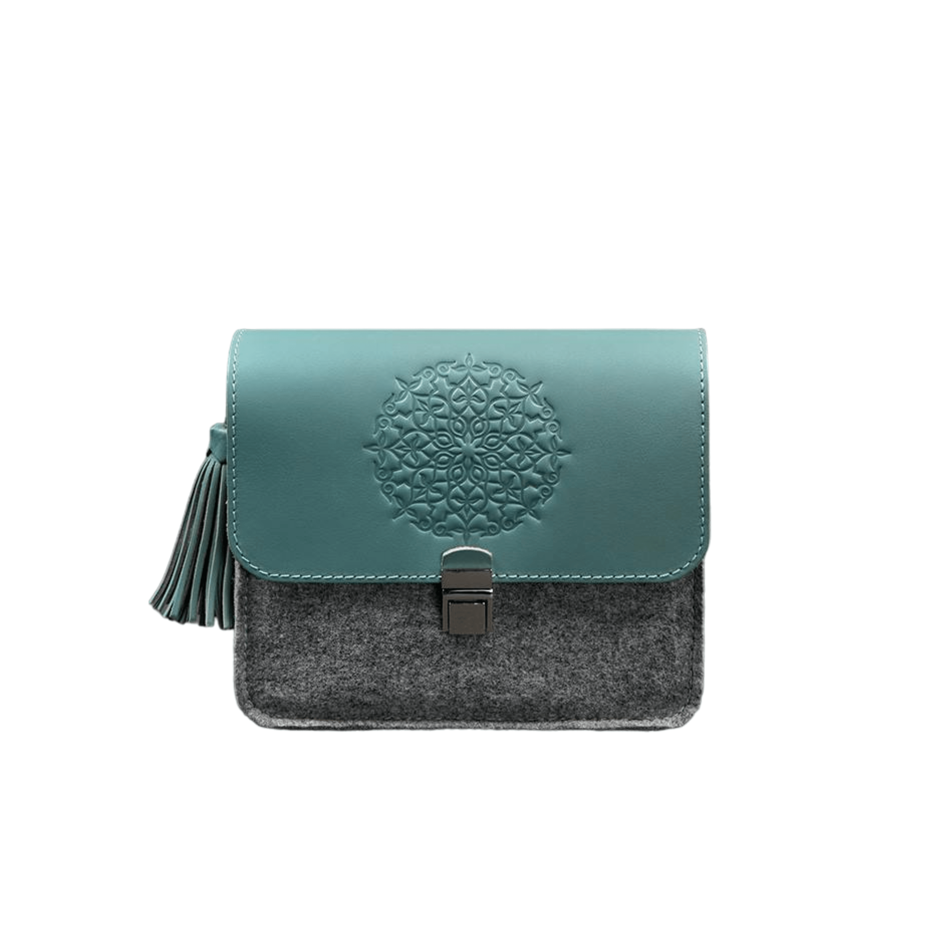 Stylish Women's Felt Boho Bag with Leather Inserts - Leather Purse Backpack
