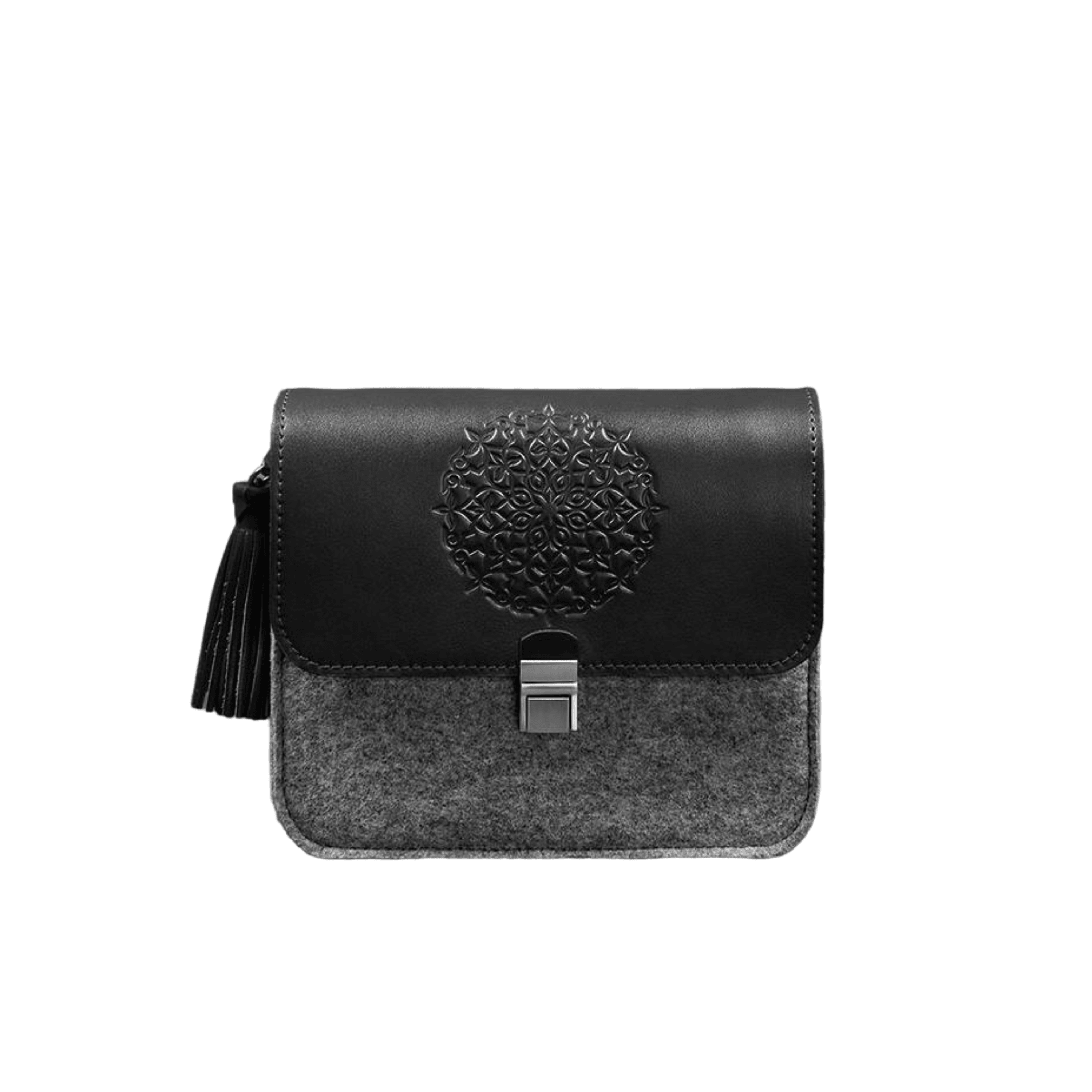 Vintage Women's Felt Boho Bag with Leather Inserts - Leather Purse Backpack