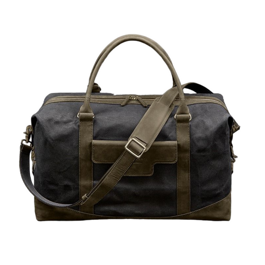 Large Travel Bag In Canvas and Natural Leather