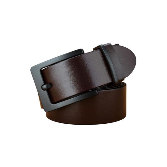 Full Grain Leather Belt With Black Buckle For Men, Casual Model