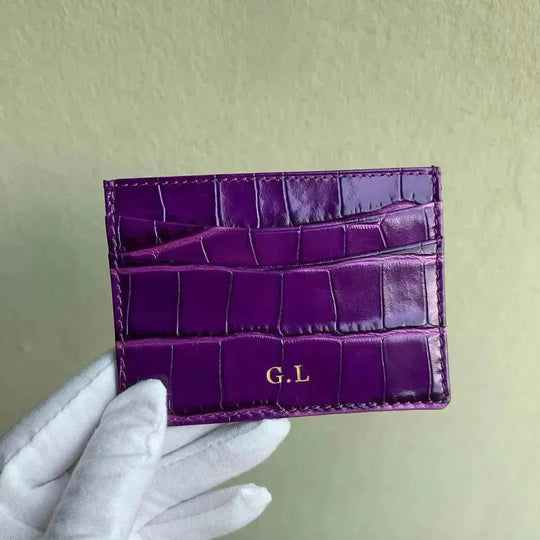 Luxury Card Holder in Italian Crocodile Leather - Leather Purse Backpack