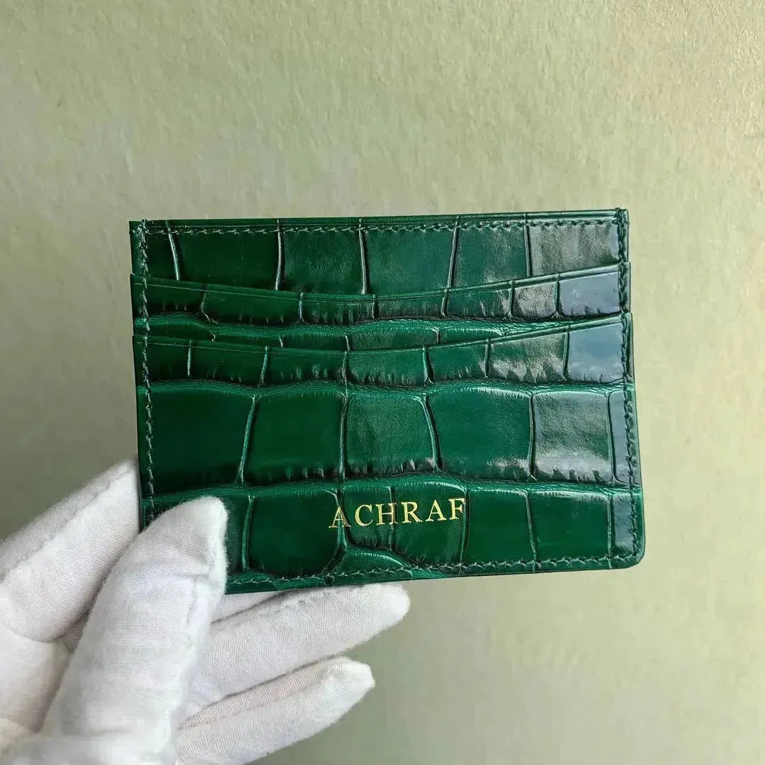 Luxury Card Holder in Italian Crocodile Leather - Leather Purse Backpack