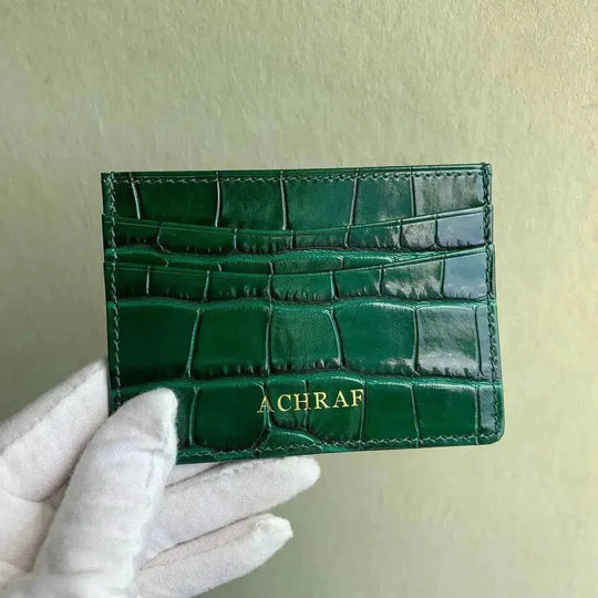 Luxury Card Holder in Italian Crocodile Leather - Leather Purse Backpack
