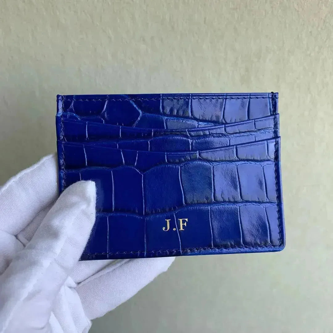 Luxury Card Holder in Italian Crocodile Leather - Leather Purse Backpack
