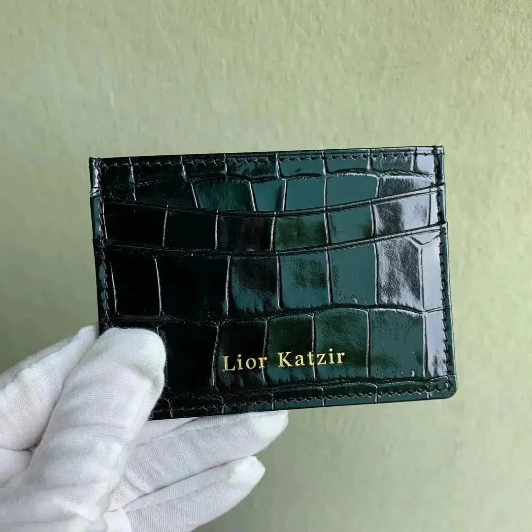 Luxury Card Holder in Italian Crocodile Leather - Leather Purse Backpack