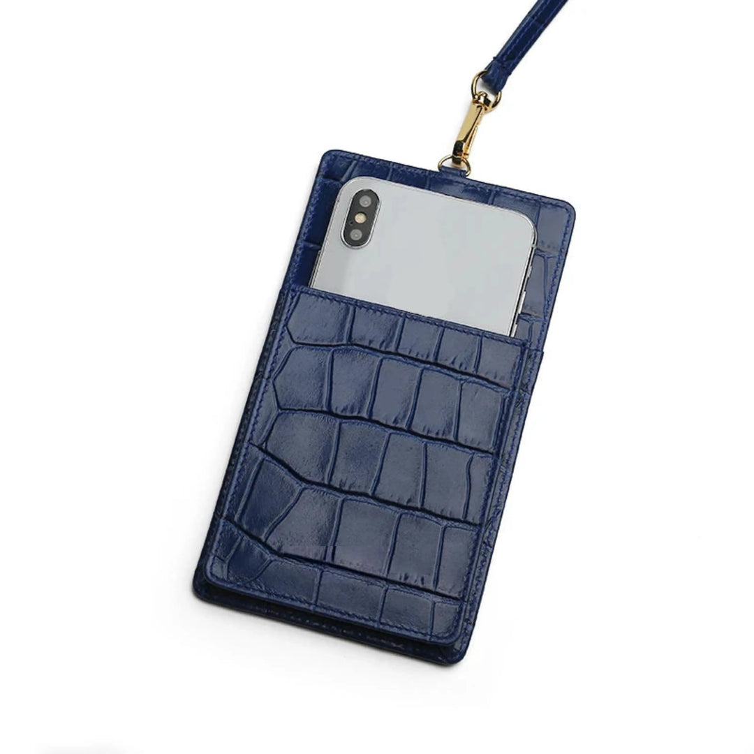 Luxury Croco Mobile Phone Bag, Purse & Wallet with Lanyard - Leather Purse Backpack