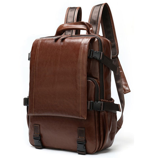 EDC-friendly fashionable leather backpack for him
