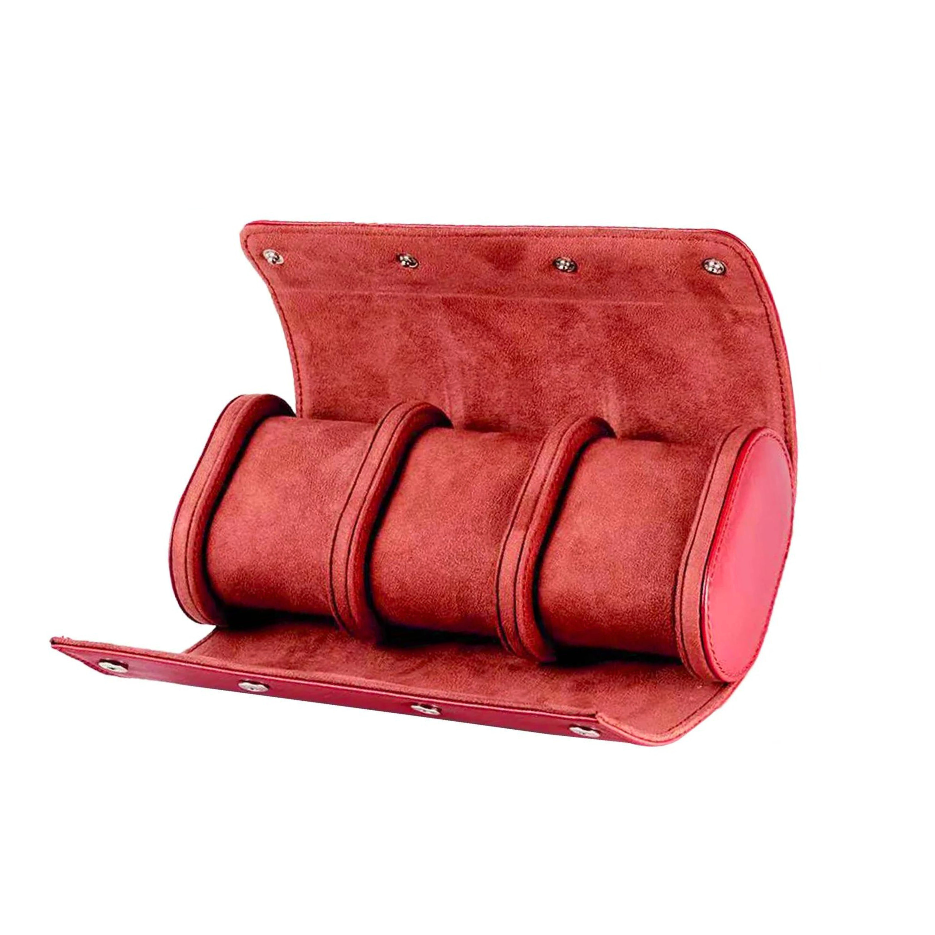 Premium Alizarine Watch Case - Elegant Storage for Three Watches - Leather Purse Backpack
