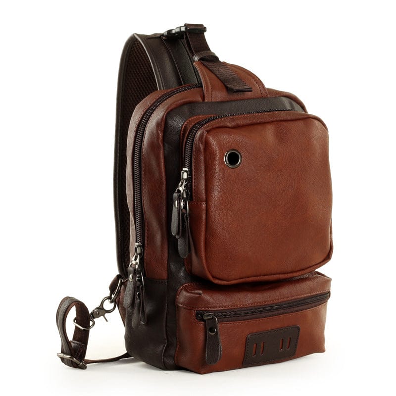 Chic designer urban crossbody backpack in leather