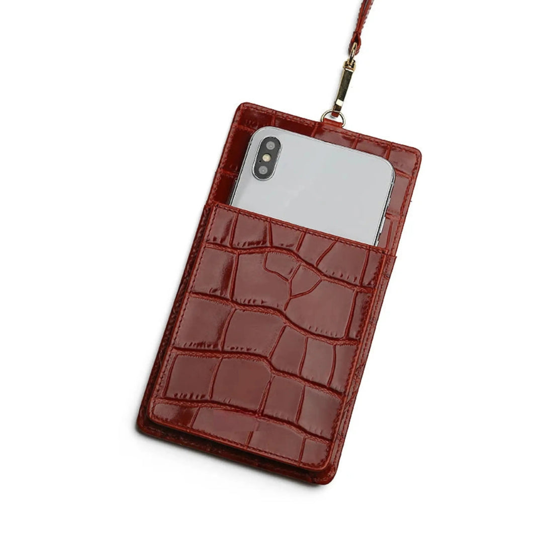 Luxury Croco Mobile Phone Bag, Purse & Wallet with Lanyard - Leather Purse Backpack