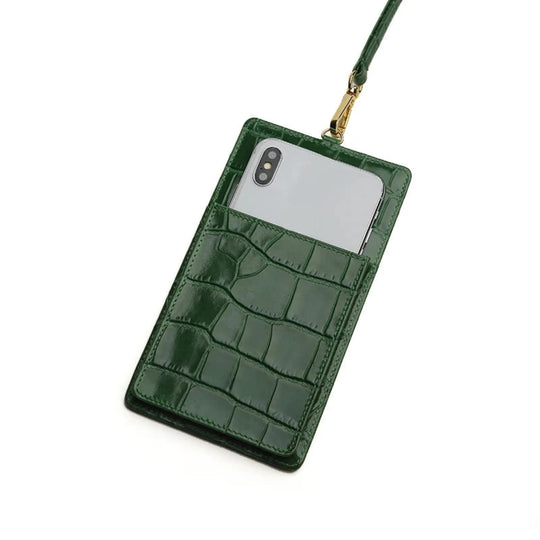 Luxury Croco Mobile Phone Bag, Purse & Wallet with Lanyard - Leather Purse Backpack