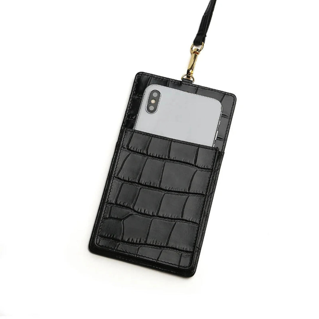 Luxury Croco Mobile Phone Bag, Purse & Wallet with Lanyard - Leather Purse Backpack
