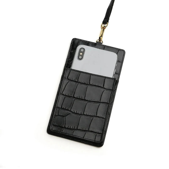 Luxury Croco Mobile Phone Bag, Purse & Wallet with Lanyard - Leather Purse Backpack